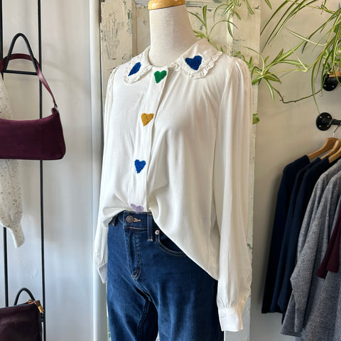 Compania Fantastica // Embroidered Hearts Blouse