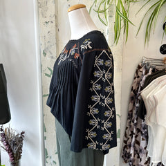 Indi & Cold // Black Embroidered Blouse