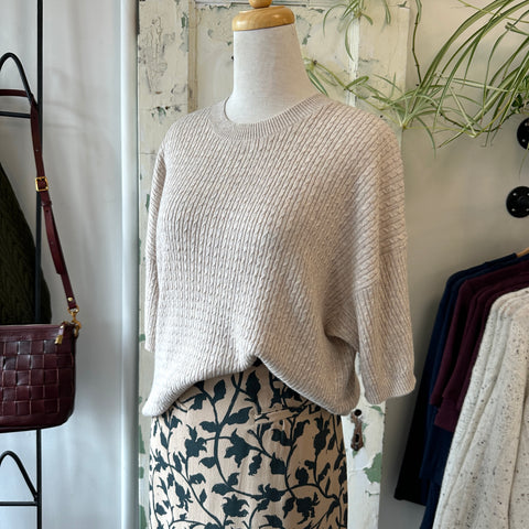 Indi & Cold // Silk Cable Knit Tee