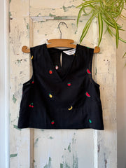 Compania Fantastica // Fruit Salad Print Top Black