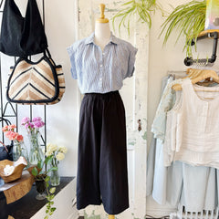 Naïf // Mirna Top Blue Stripe Linen