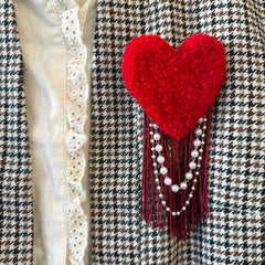 Dora Nola // Hand Tufted Brooch Red Pearl