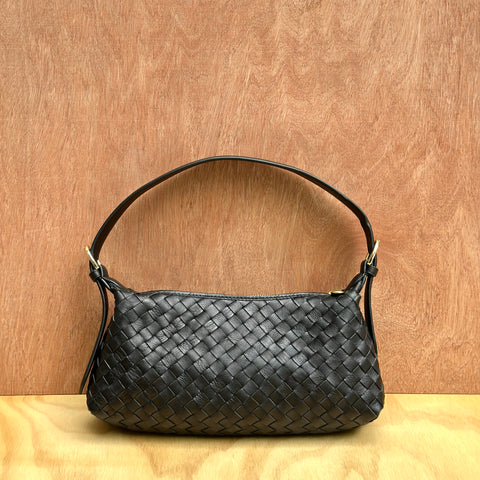 RISA // Rhea Handwoven Shoulder Bag Black