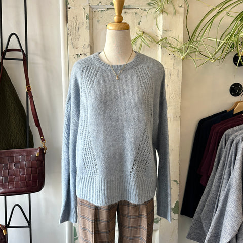 Indi & Cold // Blue Openwork Knit Sweater