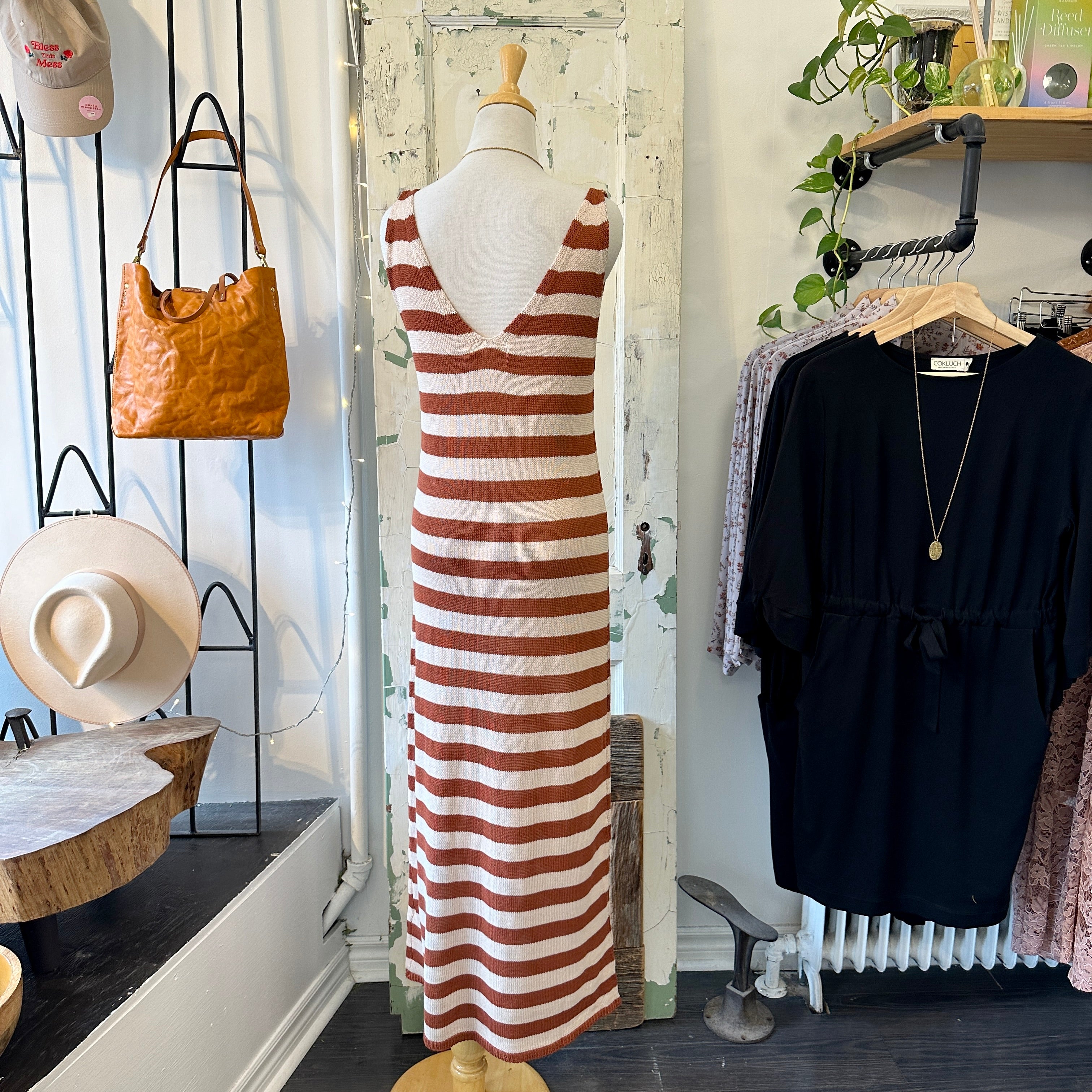 Indi & Cold // Terracotta Stripe Knit Dress