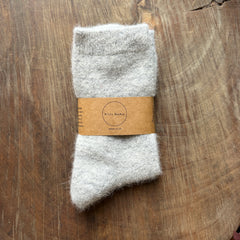 Billy Bamboo // Fluffy Angora Socks Lt Grey