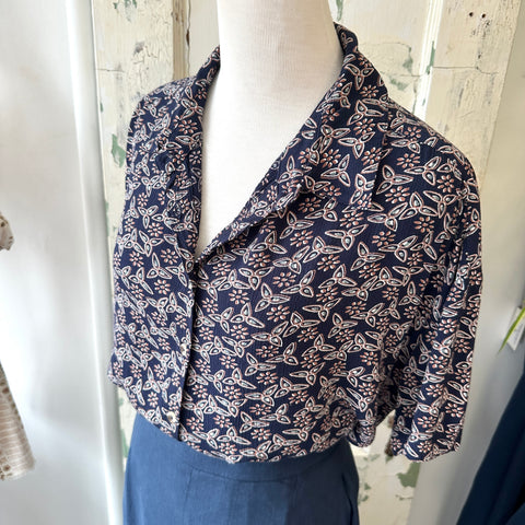Indi & Cold // Navy Block Print Top