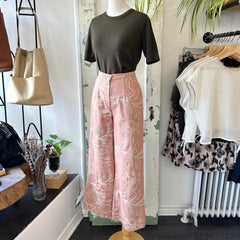 Marigold // Diana Pants Pink Embroidered Denim