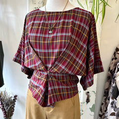 Indi & Cold // Bordeaux Multi Check Blouse