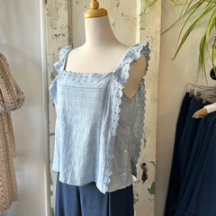 Indi & Cold // Strappy Lace Top Sky