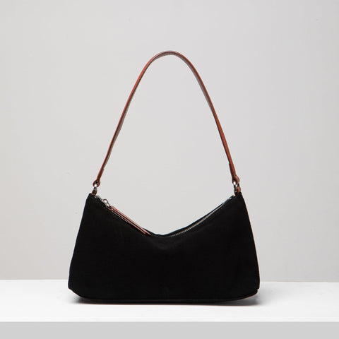Uppdoo // Crescent Suede Shoulder Bag Black