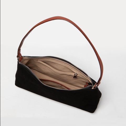 Uppdoo // Crescent Suede Shoulder Bag Black