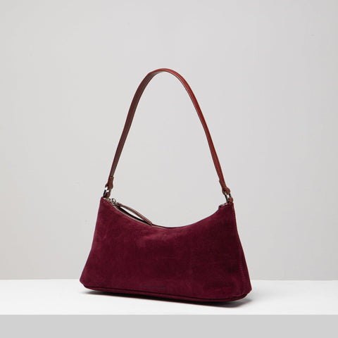 Uppdoo // Crescent Suede Shoulder Bag Bordeaux