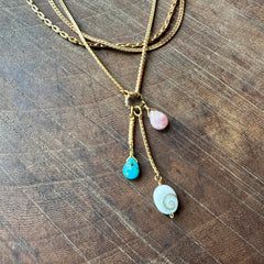 Hailey Gerrits // Lynna Necklace Rhodochrosite TQ & Shell