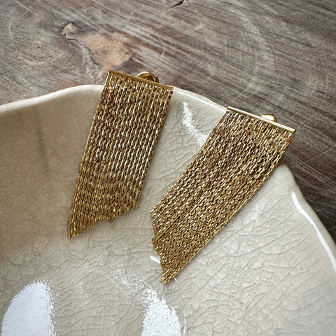 Blue Eye Jewelry // Tassel Earrings 18K Gold Plate