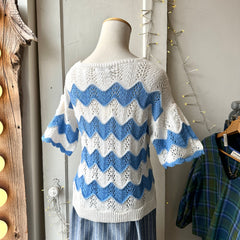 Astrid // Blue Wave Knit Top