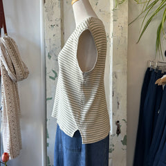 Indi & Cold // Boxy Striped Tee Khaki