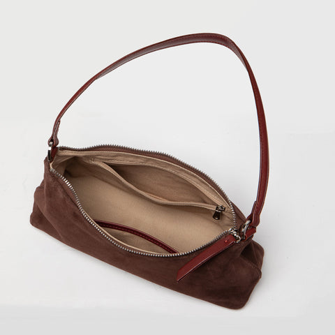 Uppdoo // Crescent Suede Shoulder Bag Chestnut