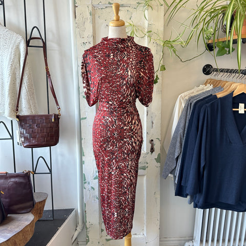 Astrid // Maroon Speckle Print Dress