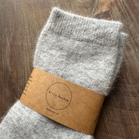 Billy Bamboo // Fluffy Angora Socks Lt Grey