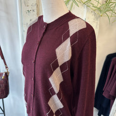 Indi & Cold // Argyle Cardigan Merlot