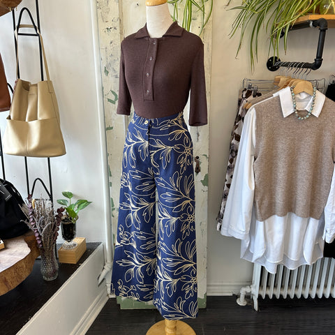 Marigold // Diana Pants Navy Embroidered Denim
