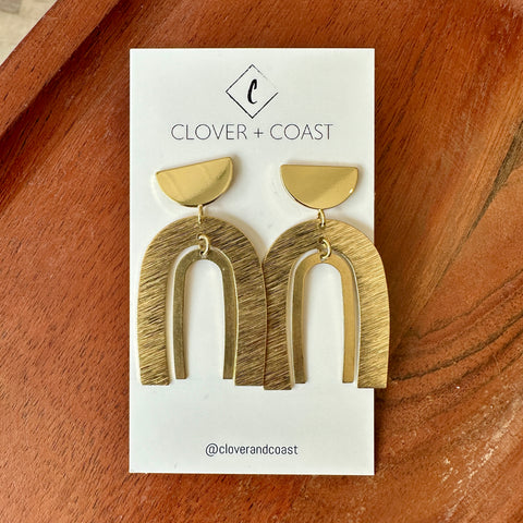 Clover and Coast //  Double Arch Half Moon Stud GP
