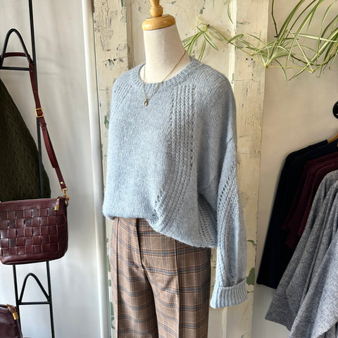 Indi & Cold // Blue Openwork Knit Sweater