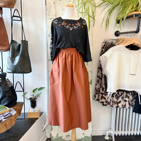 Indi & Cold // Black Embroidered Blouse