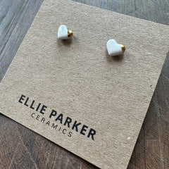 Ellie Parker // Ceramic Heart Studs White