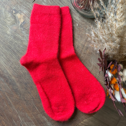 Billy Bamboo // Fluffy Angora Socks Red