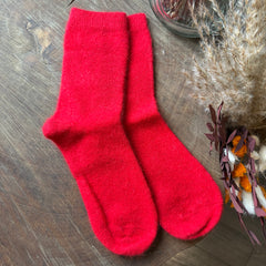 Billy Bamboo // Fluffy Angora Socks Red