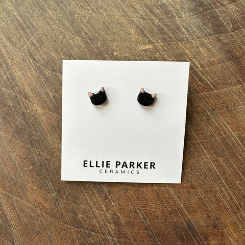 Ellie Parker // Ceramic Kitty Stud Black