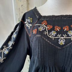 Indi & Cold // Black Embroidered Blouse