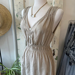 Yoga Jeans // Linen Buttons Luna Dress Natural