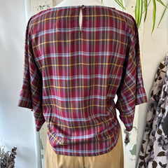 Indi & Cold // Bordeaux Multi Check Blouse