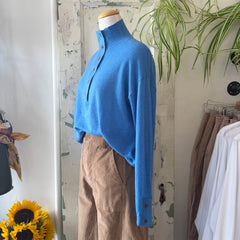 Indi & Cold // Button Neck Blue Sweater