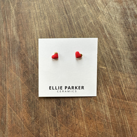 Ellie Parker // Ceramic Heart Studs Red