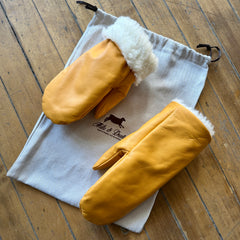 Milo and Dexter // Classic Leather Mittens Orange
