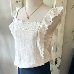 Indi & Cold // White Strappy Lace Top