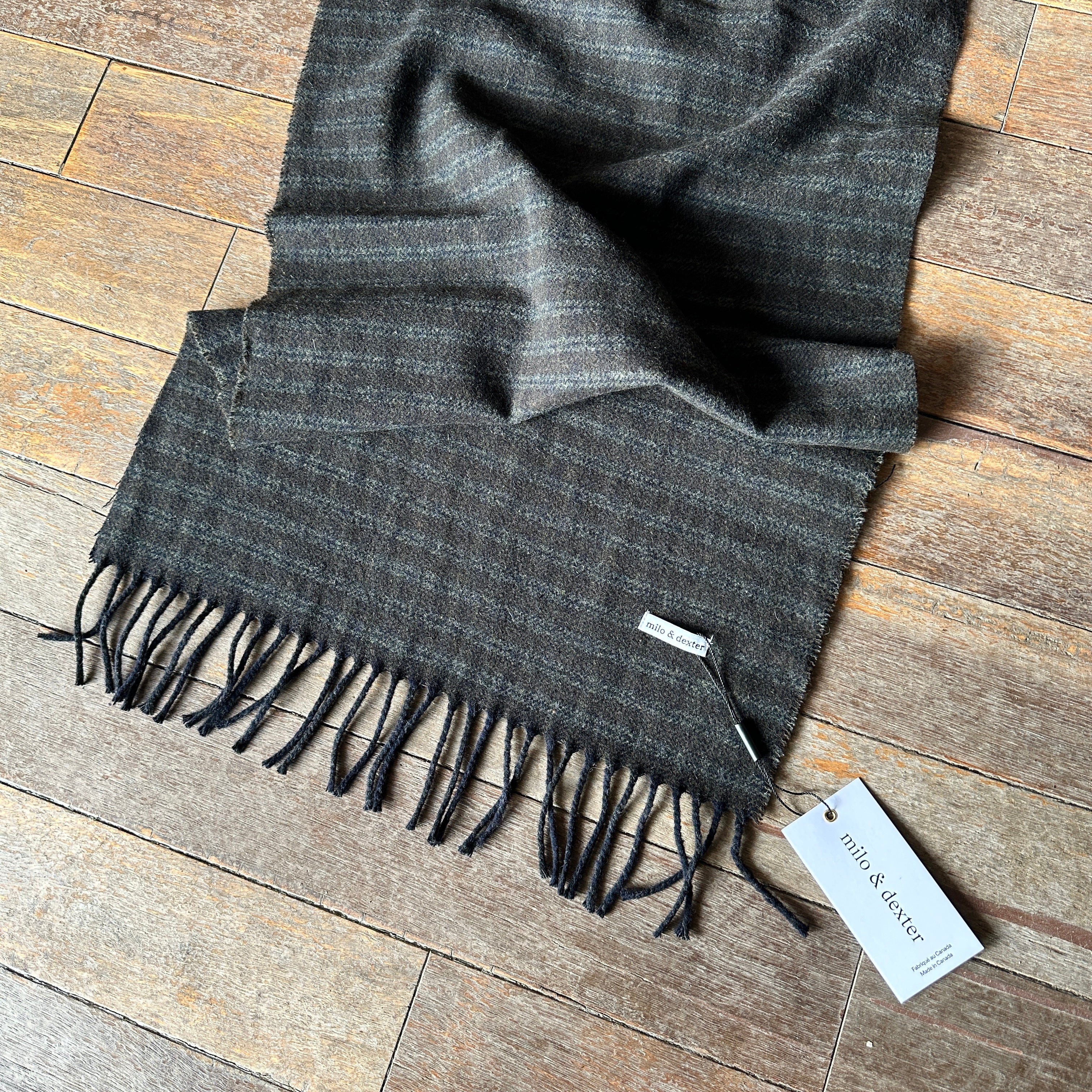 Milo and Dexter // Wool Plaid Scarf Charcoal