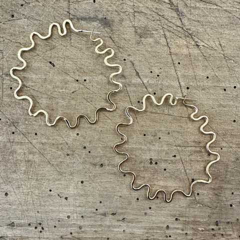 Lissa Bowie // Round Squiggle Hoop Brass