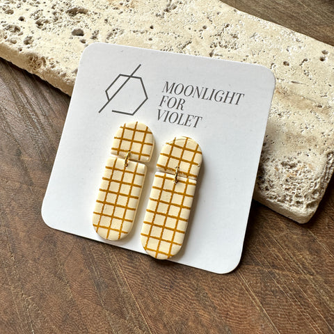 Moonlight For Violet // Grid Earrings Mustard