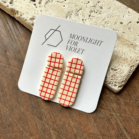 Moonlight For Violet // Grid Earrings Red