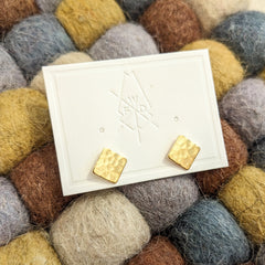 White Feather Design // Hammered Square Stud Earrings