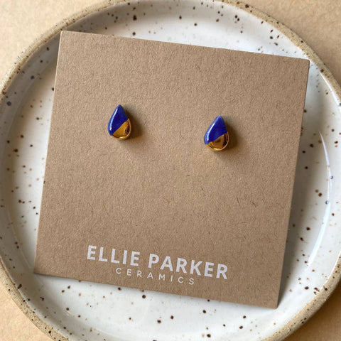 Ellie Parker // Ceramic Teardrop Stud Navy