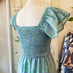 Melissa Nepton // Arlo Dress Green Border Print