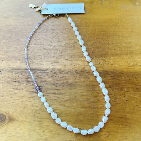 CMD Gem // Lace Agate Pearl Necklace SS OAK