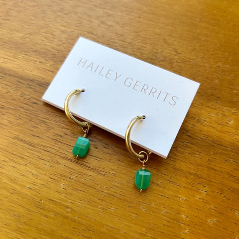 Hailey Gerrits // Nahla Earrings Chrysoprase 18mm