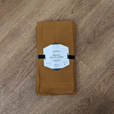 Danica // Heirloom Linen Hemstitch Napkins Ochre